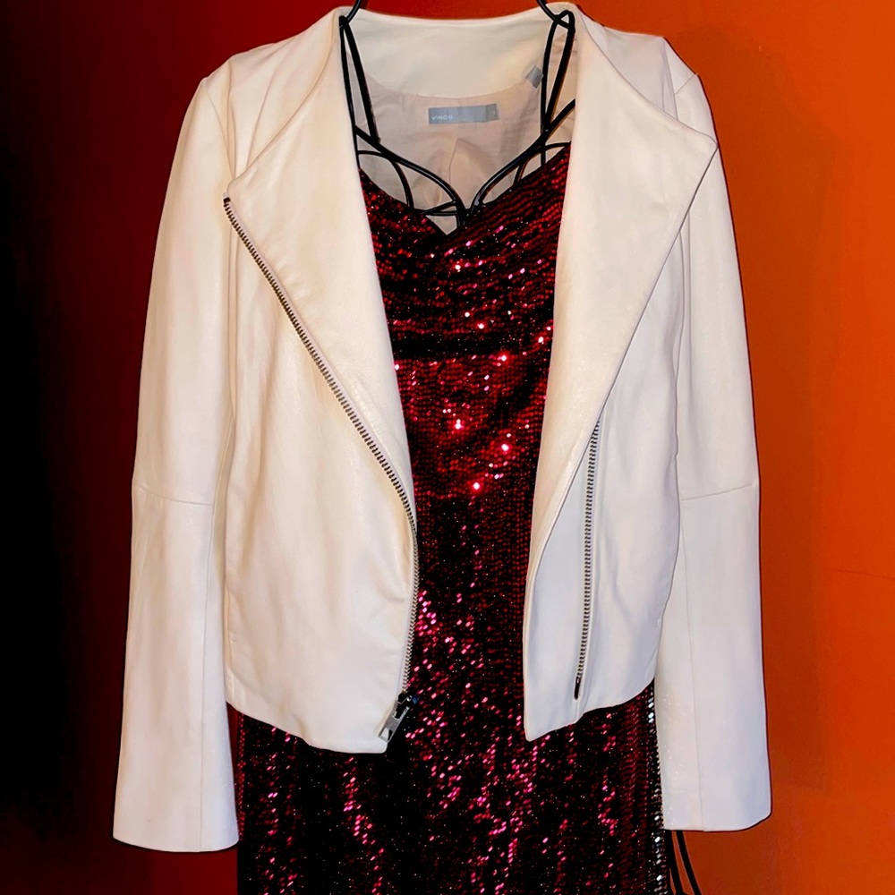 Vince XS- petite 100% Leather Jacket  Asymmetrical Zip